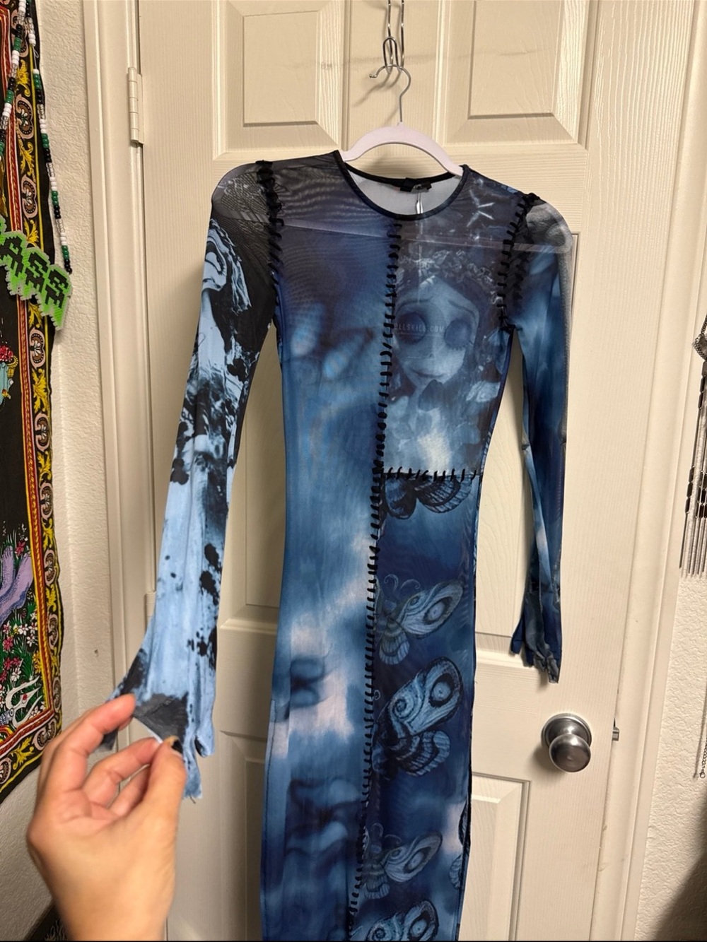 Blue sheer mesh Corpse Bride dollskill collab Dress